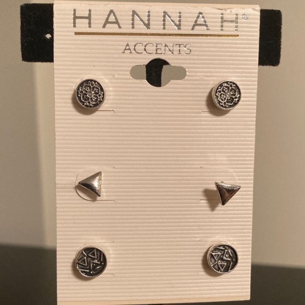 Hannah Silver Geometric Earring Set